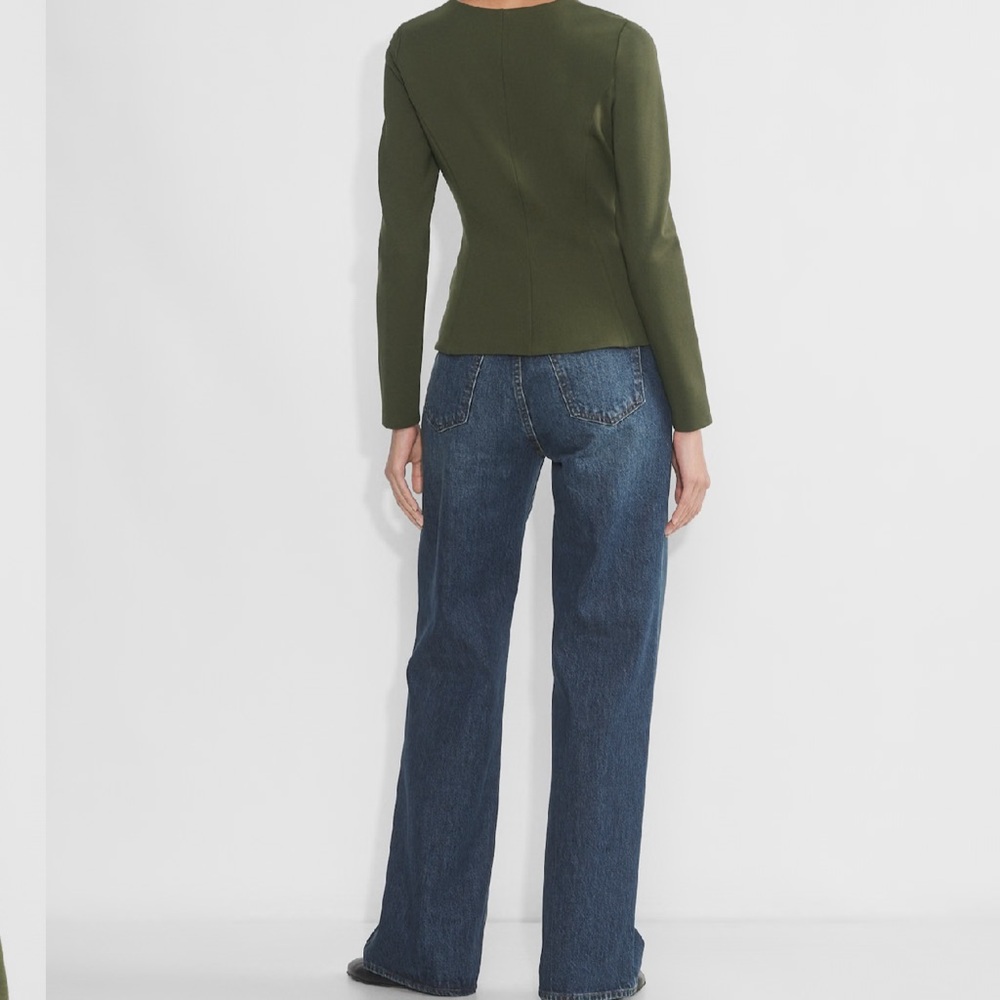 Wilfred Felice Ponte Top Ponte-knit button-up blouse Size 4 Green - Picture 3 of 15